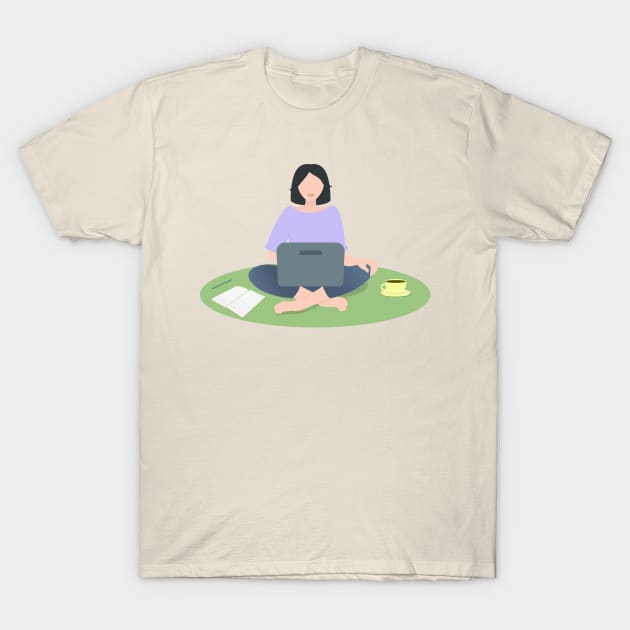 Girl with a laptop T-Shirt by Alexandra